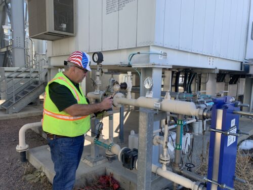 Bacteria testing worker
